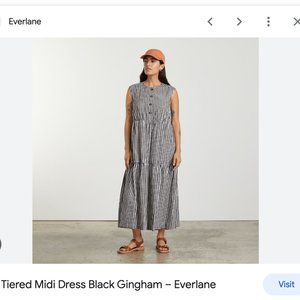 Everlane Gingham Black White Tiered Midi Dress